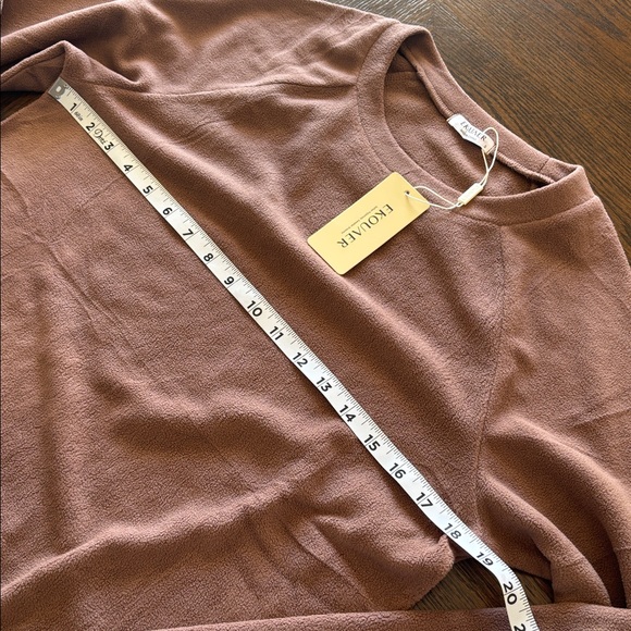 NWT- EKOUAER Women's Soft and cozy Pajama Set in Brown - Top and Pants- Small - Picture 3 of 7